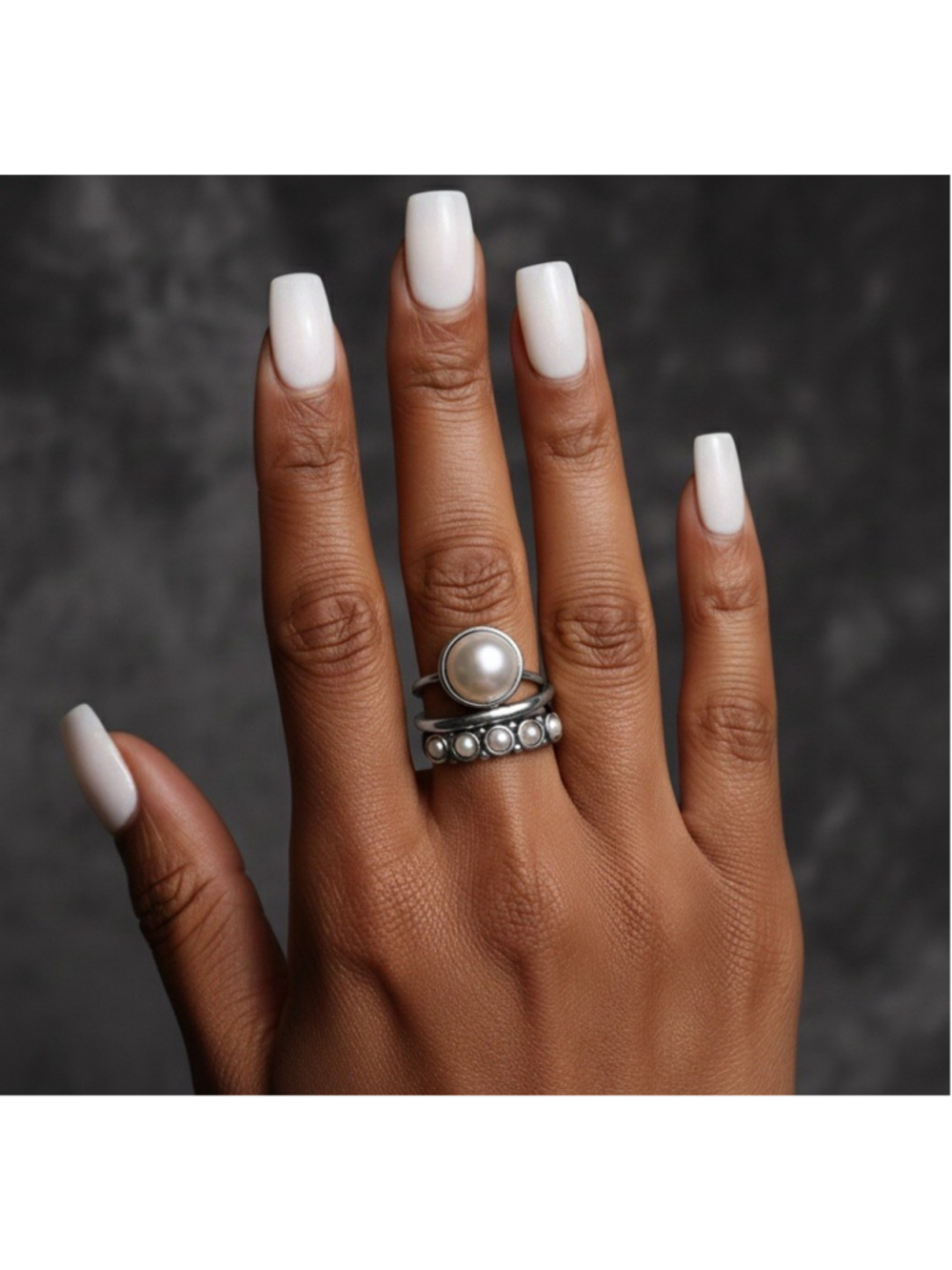 Museum Pearl Ring Sz 10 Silver Bezel Brighton Geometric Boho Art Deco Retro VTG